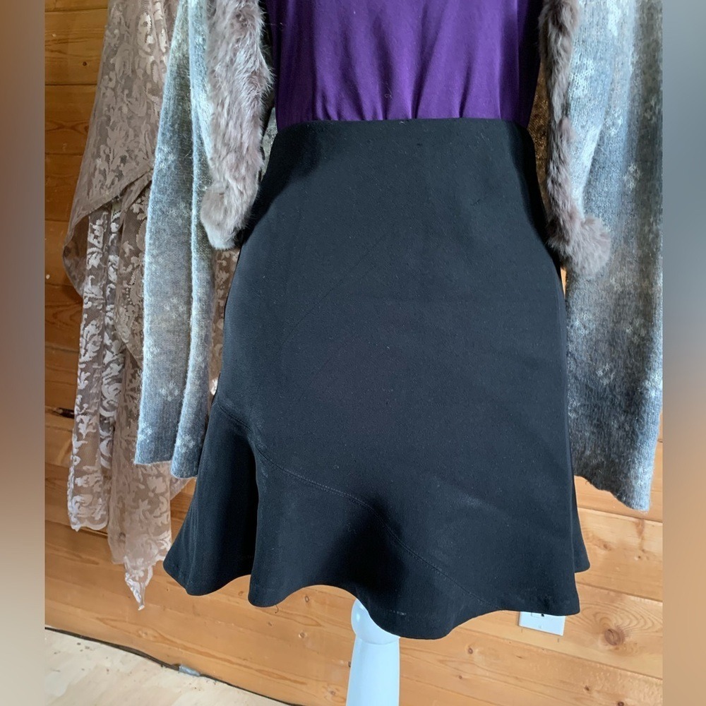 Flounce Ruffle Mini Skirt Womens Size 2 Black Dropped Waist Club Monaco